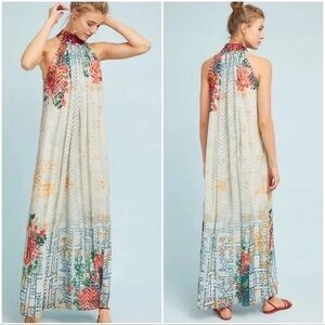 Floral Printed Halter Neck Maxi Dress Anthropologie X Bhanuni